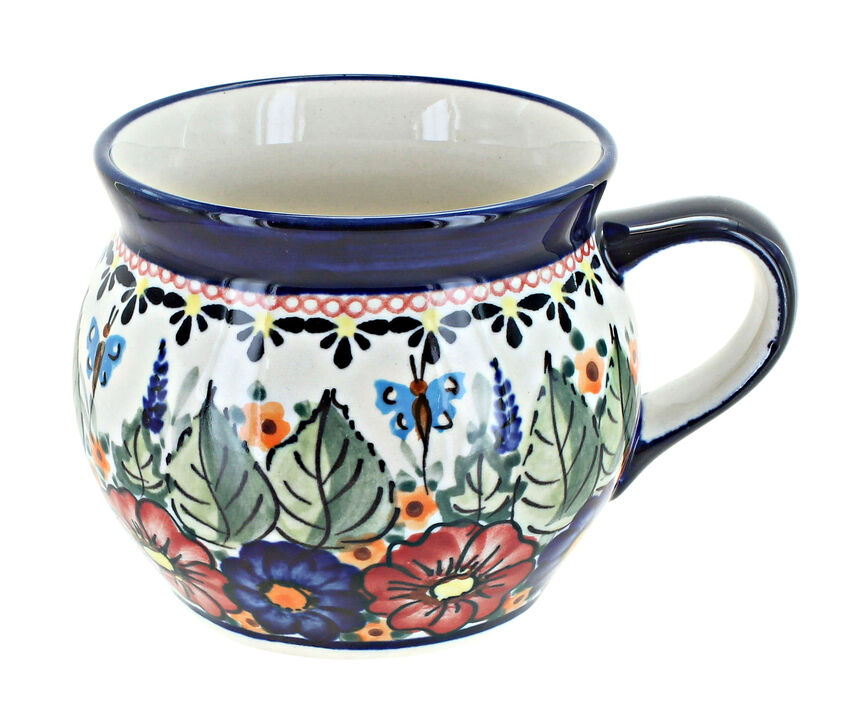 Blue Rose Polish Pottery Nature Bell Shaped Mug