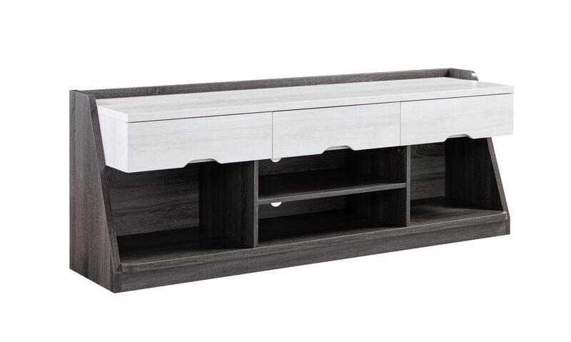 TV Stand White Oak Distressed Grey