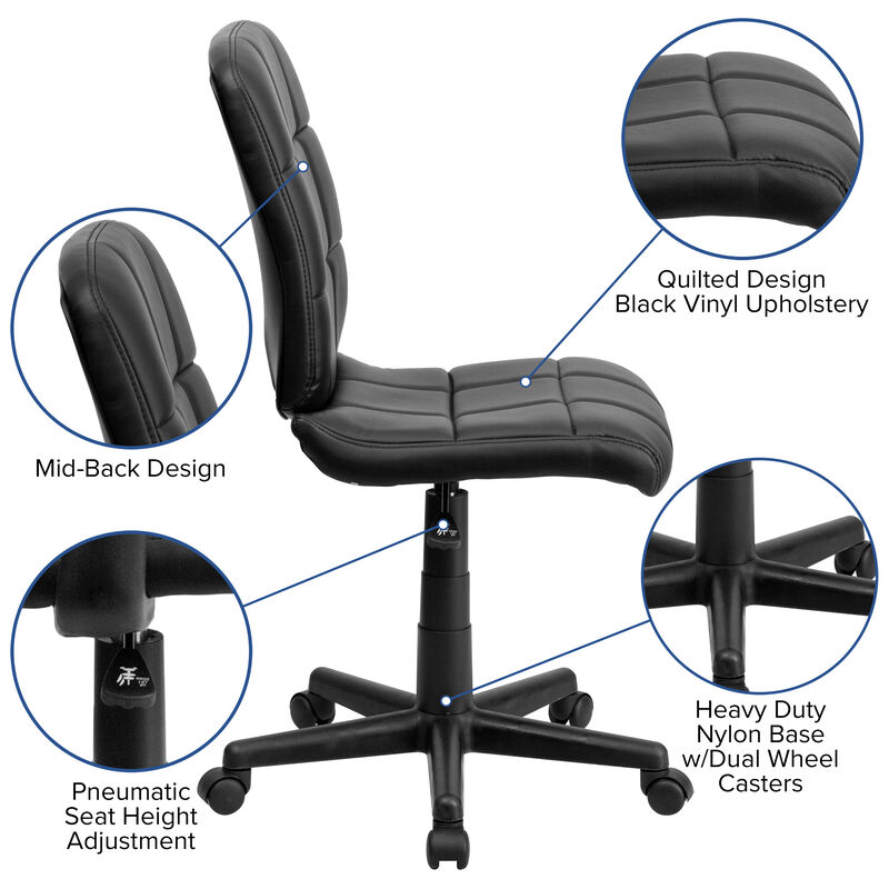 Clayton Mid-Back Quilted Vinyl Swivel Task Office Chair