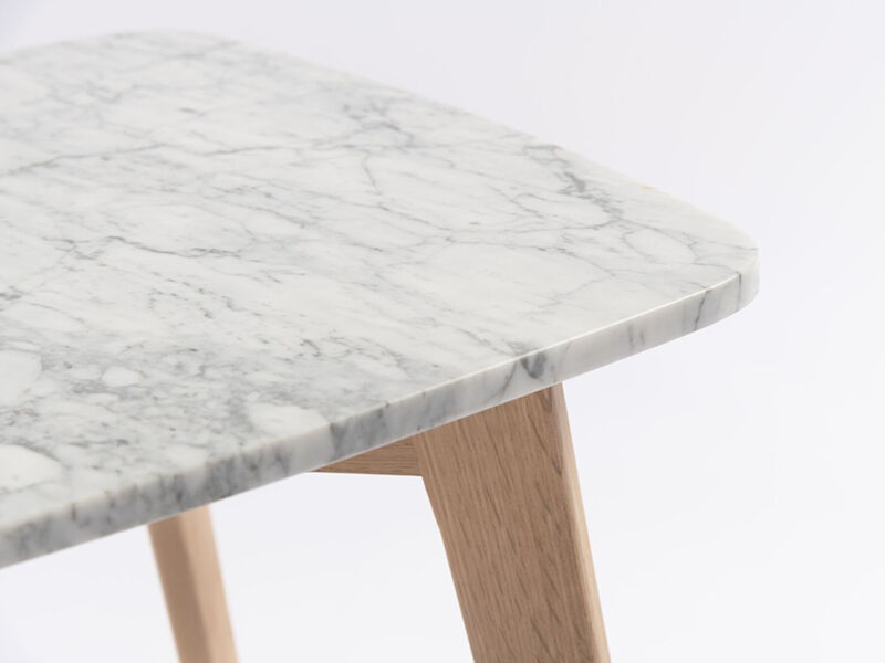 Cima 12" x 21" Rectangular Italian Carrara White Marble Side Table with Legs