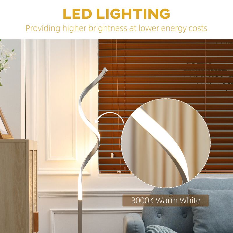 Silver Living Room Lighting: Set of 2 LED Spiral Floor Lamps