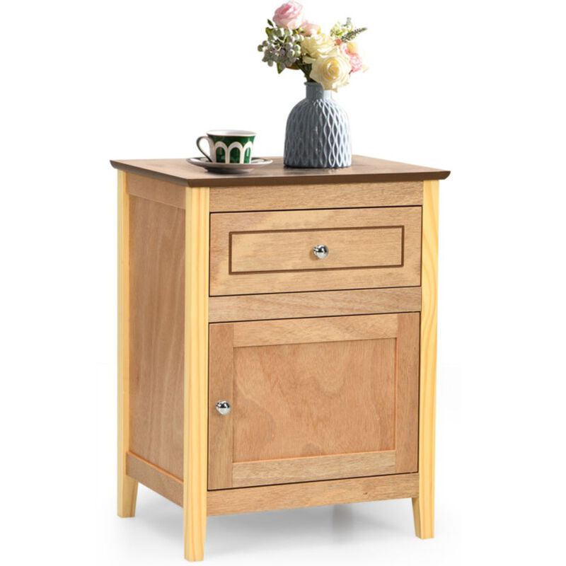 Hivago 2-Tier Accent Table with Spacious Tabletop