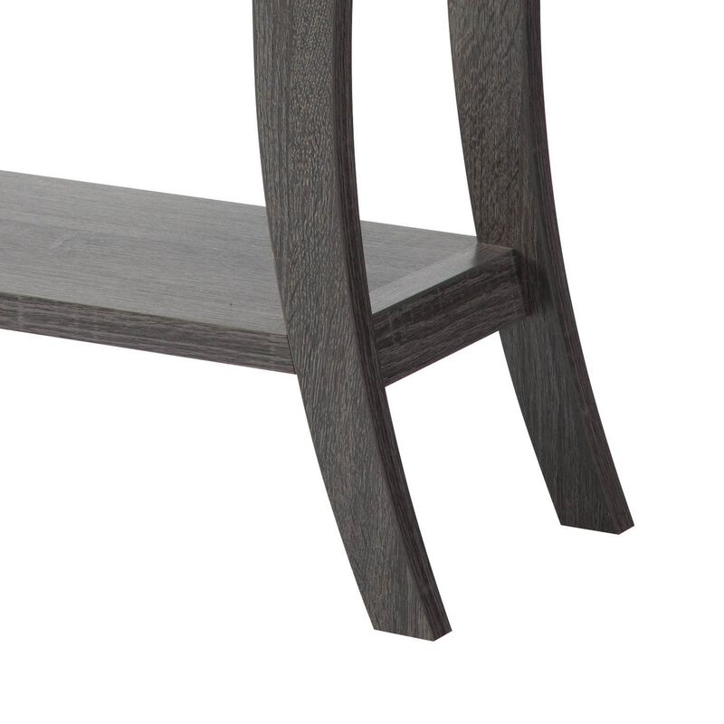 34 Inch Console Table with Drawer and Shelf, Curved Legs, Distressed Gray - Benzara