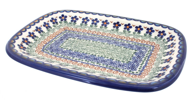 Blue Rose Polish Pottery Misty Medium Rectangular Serving Platter