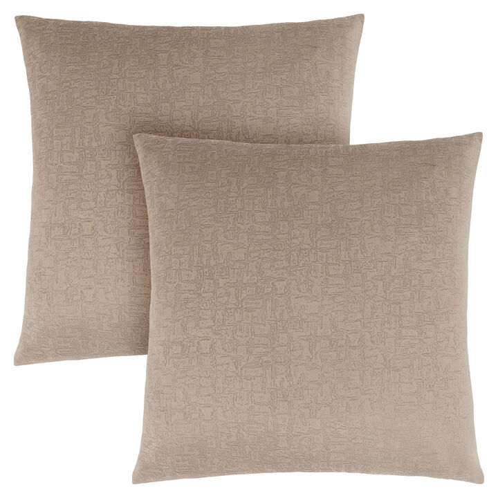 Monarch Specialties I 9271 Pillows, Set Of 2, 18 X 18 Square, Insert Included, Decorative Throw, Accent, Sofa, Couch, Bedroom, Polyester, Hypoallergenic, Beige, Modern