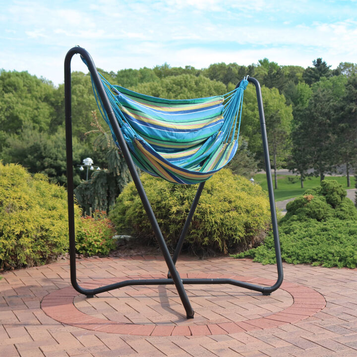 Sunnydaze Cotton Hammock Chair with Space Saving Steel Stand