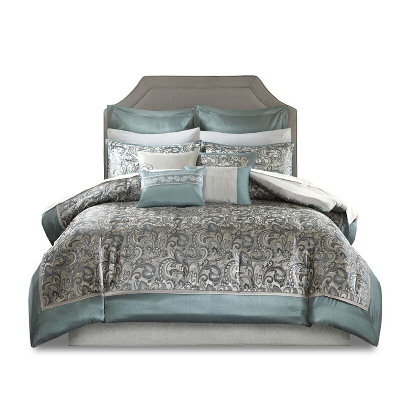 Gracie Mills Pruitt 24-Piece Jacquard Paisley Room-in-a-Bag Set