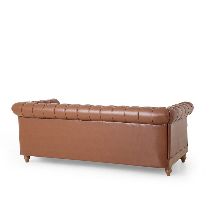 Merax PU Leather Comfy 3-Seat Sofa with Wooden Legs