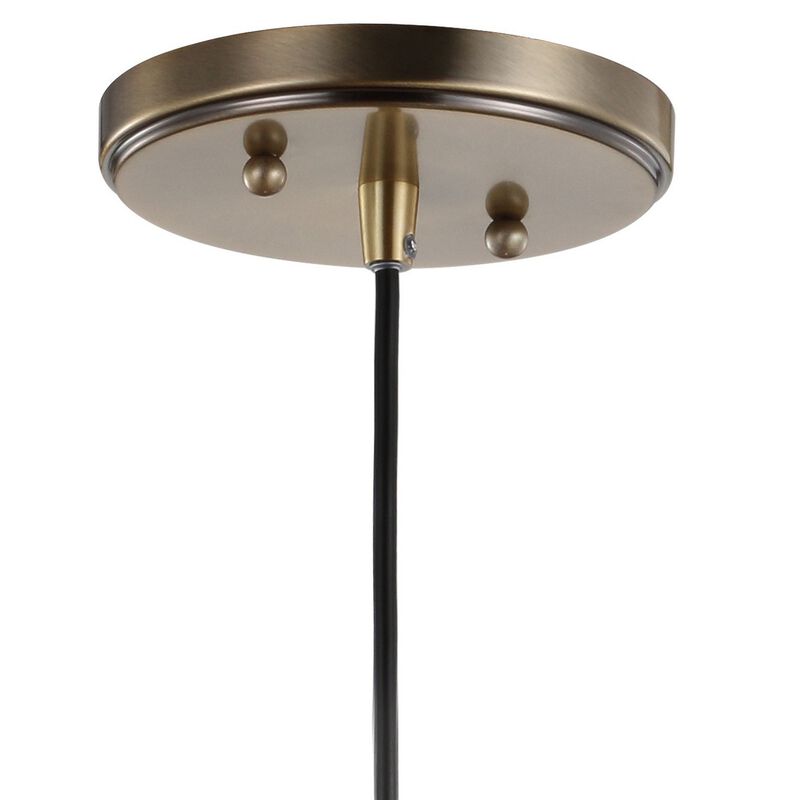 Litchfield 11" Farmhouse Metal/Glass LED Pendant, Brass Gold