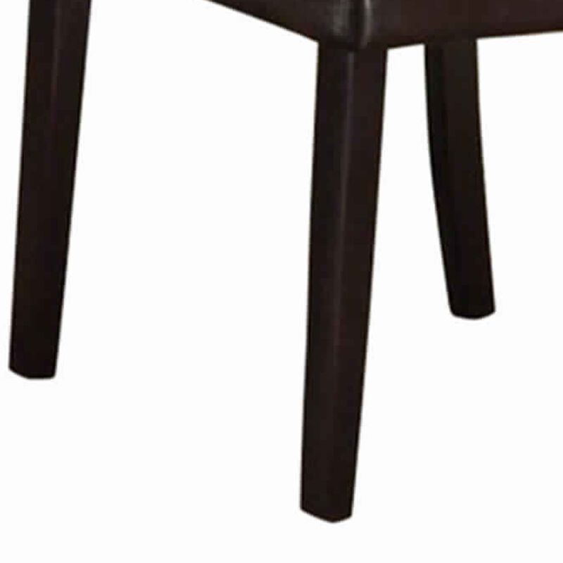 Faux Leather Dining Side Chair In Pine, Set Of 2, Dark Brown-Benzara