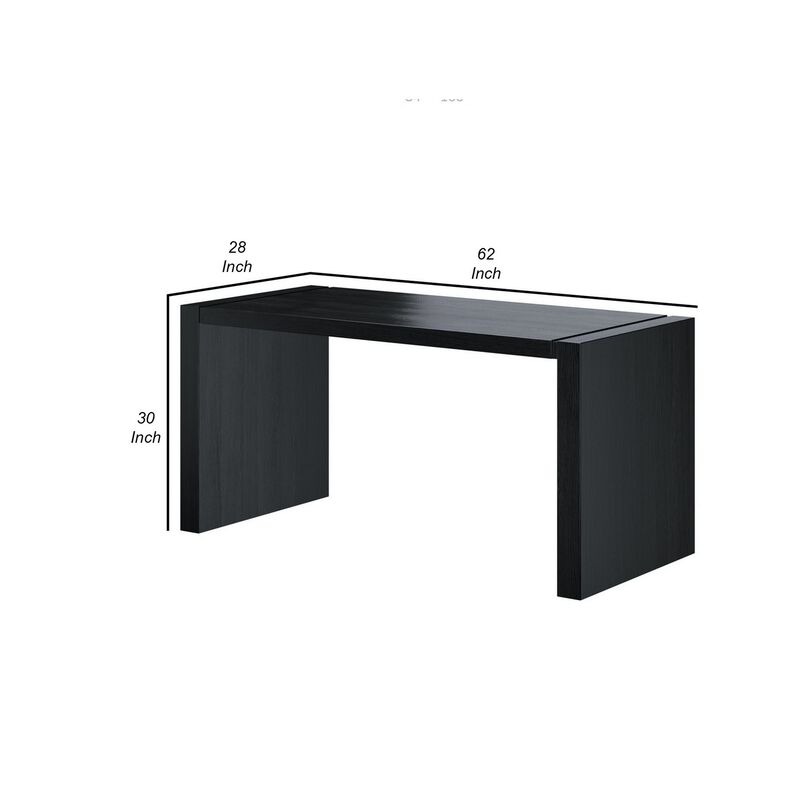 Lulu 28 Inch Minimalist Computer Desk Console with Panel Legs, Wenge-Benzara