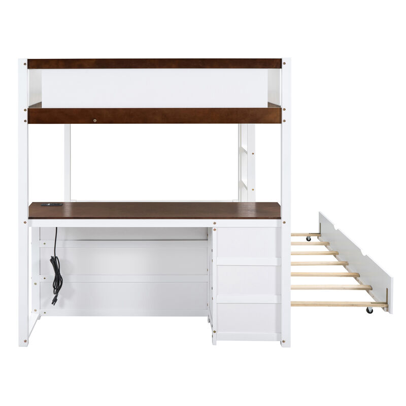 Merax  Bunk Bed with Trundle and Desk