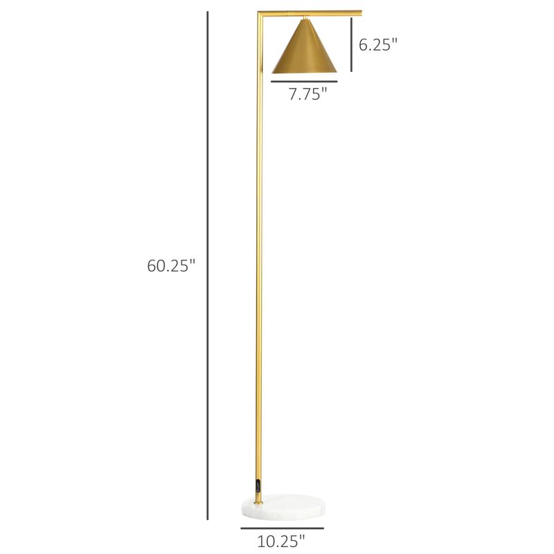 Gold Standing Light: Modern Floor Lamp with Adjustable Head