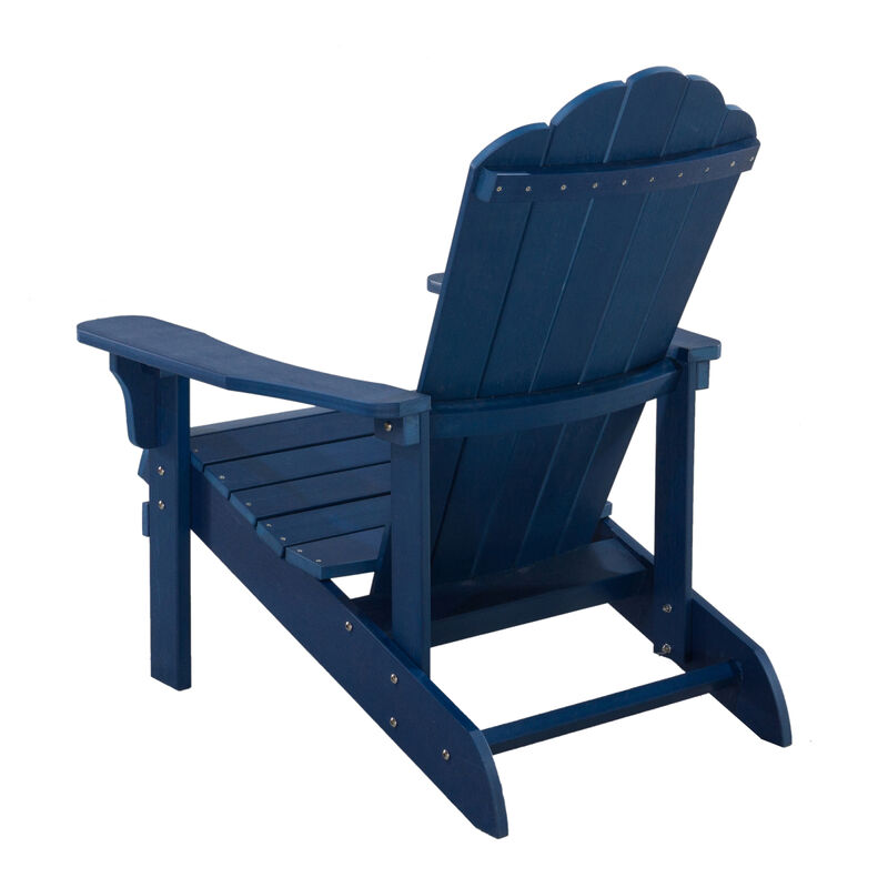 Outdoor Plastic Wood Adirondack Chair, Patio Chair for Deck, Backyards, Lawns, Poolside, and Beaches, Weather Resistant, Blue