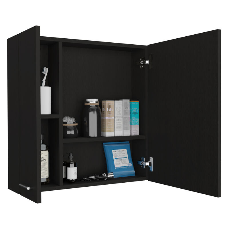 DEPOT E-SHOP Harbor Medicine Double Door Cabinet,Four Interior Shelves, Black