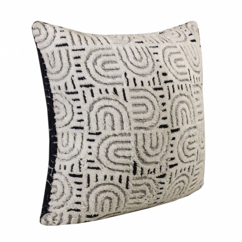 Homezia Set Of Two 30" X 30" White Geometric Zippered 100% Cotton Throw Pillow