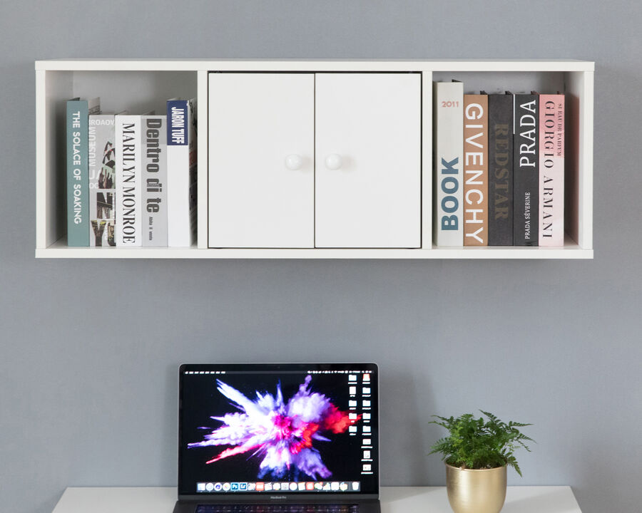 Wall Mounted Computer Cabinet Floating Hutch, White