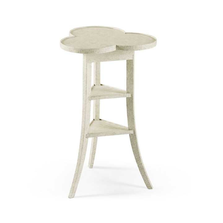 Whitewash Trefoil Side Table