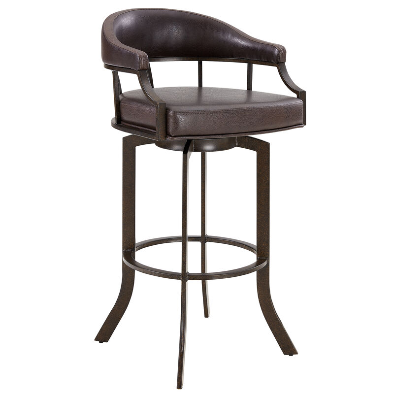 Pharaoh Swivel  Mineral Finish and Black Faux Leather Bar Stool