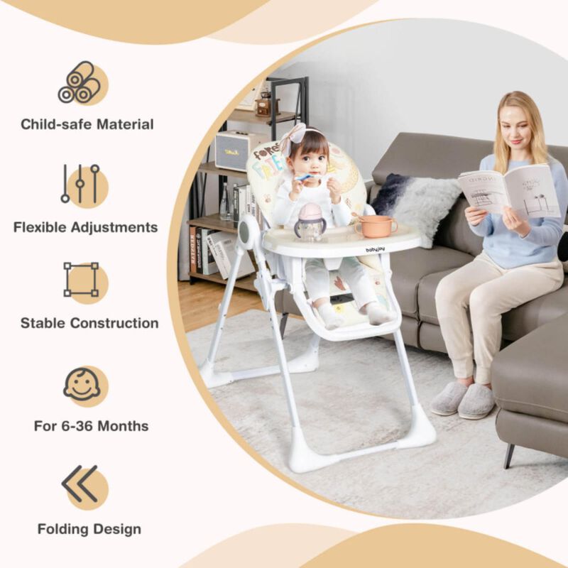 Hivvago Baby High Chair Folding Feeding Chair with Multiple Recline and Height Positions