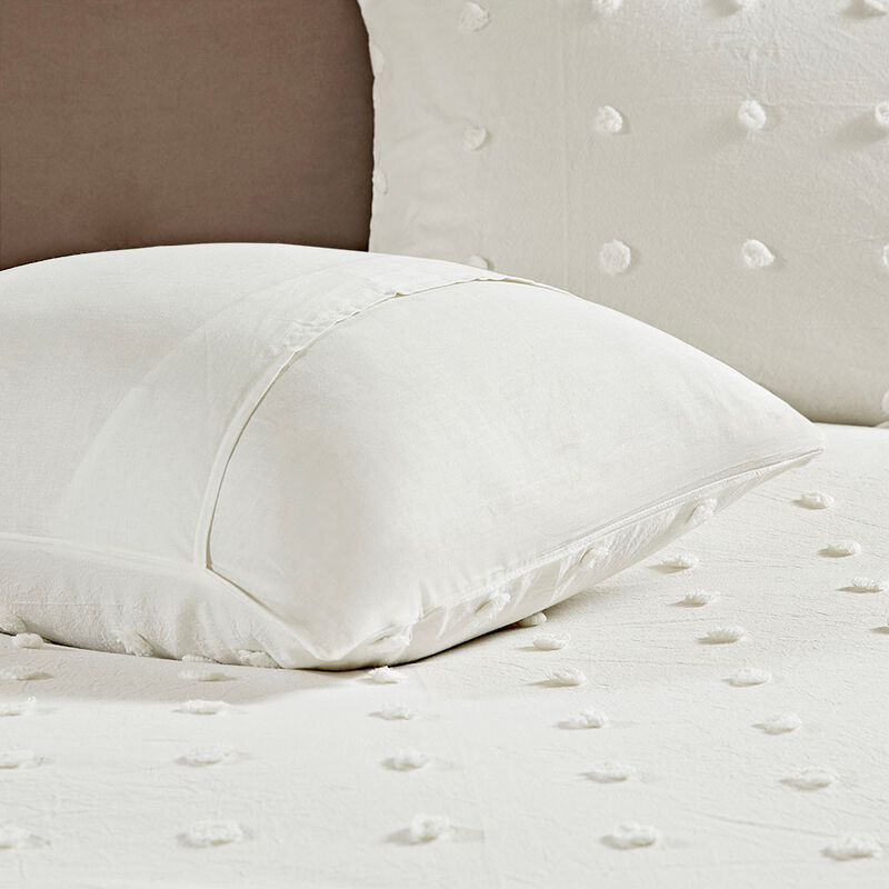 Gracie Mills Mikel Chenille Dot Cotton Jacquard Comforter Set with Euro Shams and Throw Pillows