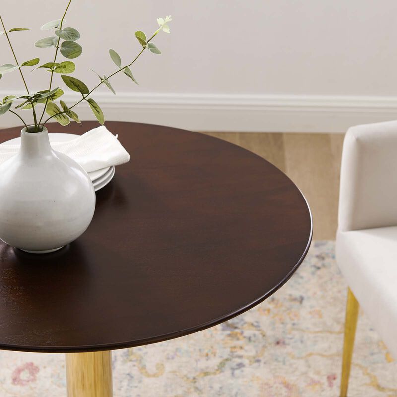 Modway - Verne 28" Dining Table Gold Cherry Walnut