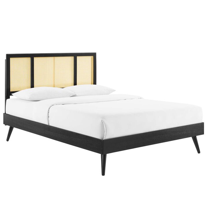 Modway - Kelsea Cane and Wood Queen Platform Bed with Splayed Legs