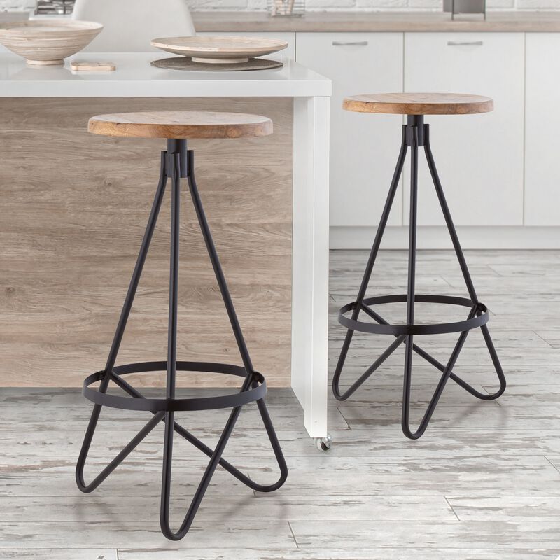 Spiroa 30" Modern Industrial Metal Backless Circular Bar Stool