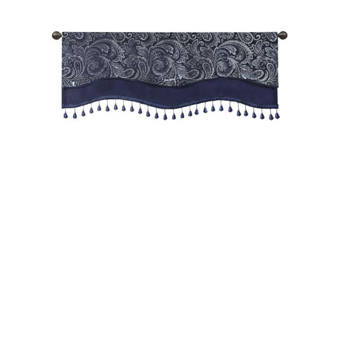 Gracie Mills Thornton Paisley Jacquard Window Valance with Beads trimming