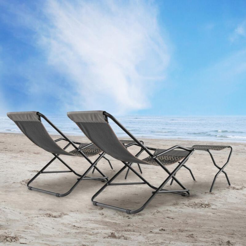 Hivvago Patio PE Wicker Rocking Chair with Armrests and Metal Frame