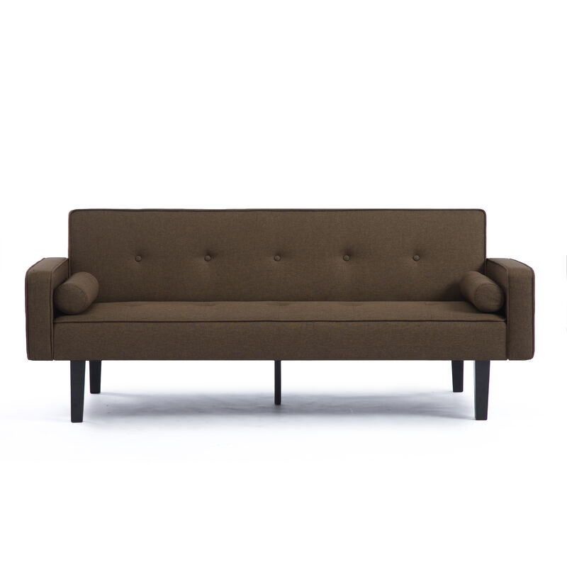 Modern Linen Futon Sofa Bed with Armrests