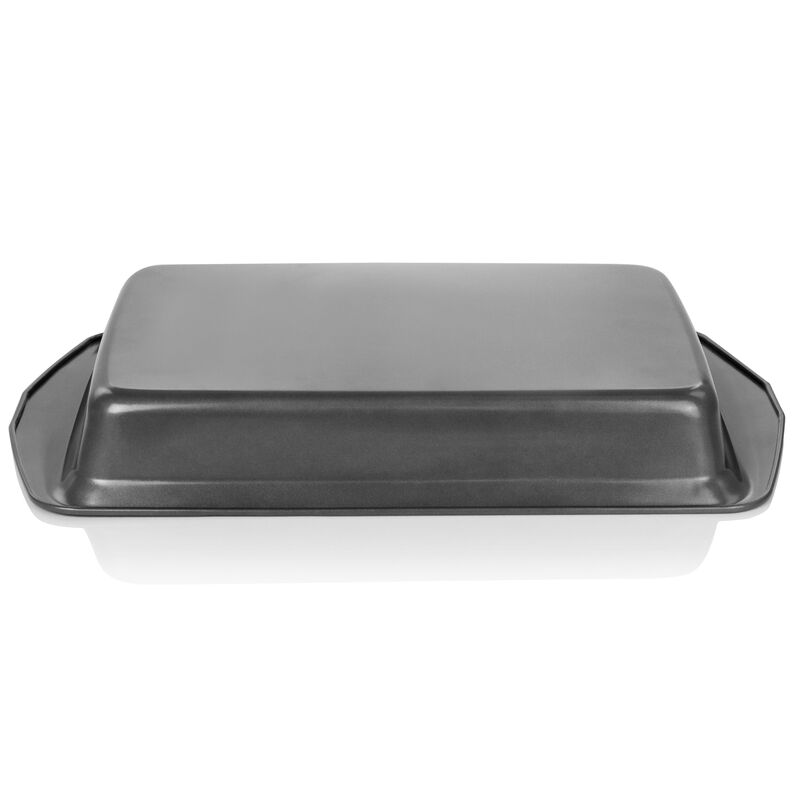 Gibson Baker's Friend 16.75 Inch Nonstick Steel Roasting Pan in Gray