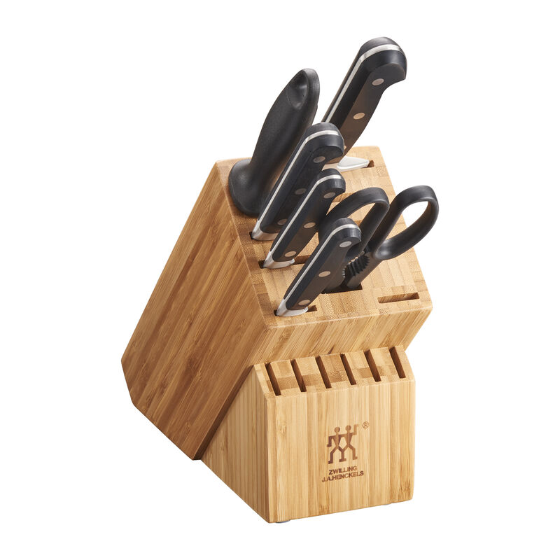 ZWILLING Professional S Knife Set with Block, Chef�s Knife, Serrated Utility Knife, 7 Piece, Bamboo