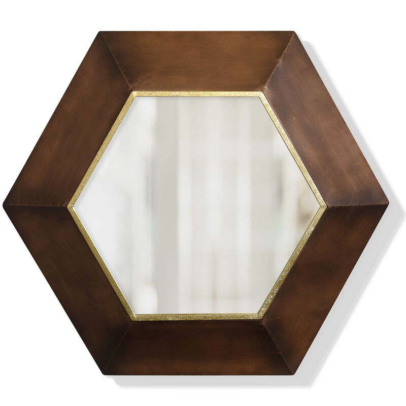 Bronze Hexagonal Metal Mirror