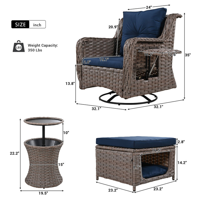 Merax Patio Swivel Set with Pet House Cool Bar