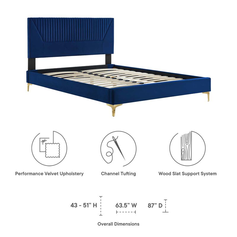 Modway - Yasmine Channel Tufted Performance Velvet Queen Platform Bed