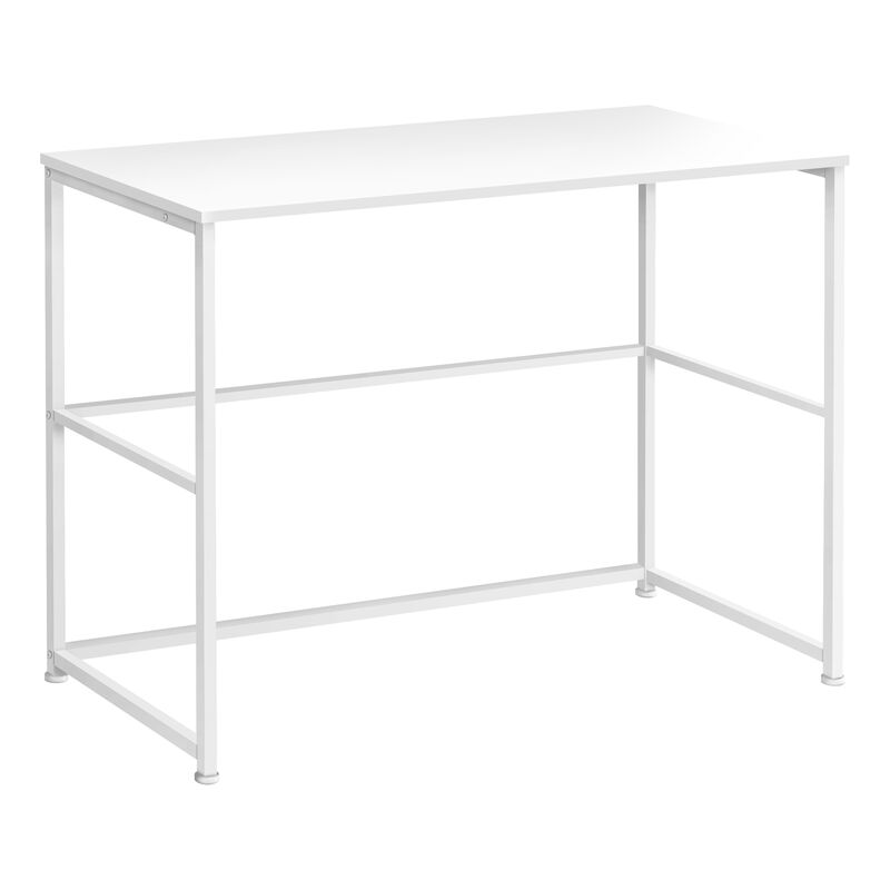 Monarch Specialties I 7775 Computer Desk, Home Office, Laptop, Left, Right Set-up, Storage Drawers, 40"L, Work, Metal, Laminate, White, Contemporary, Modern