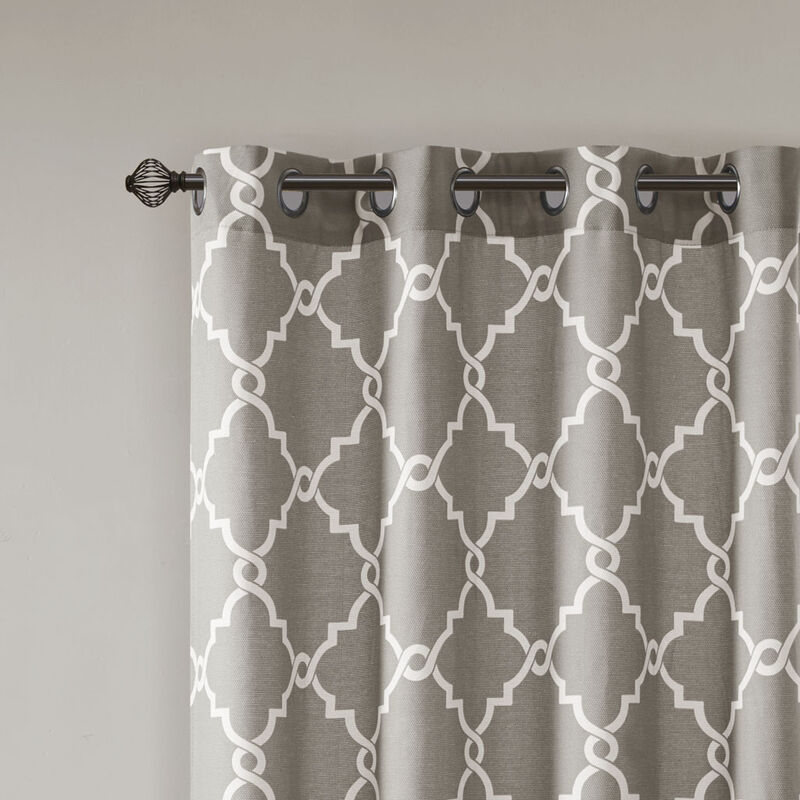 Gracie Mills Ondine Scroll Geometric Fretwork Grommet Window Curtain Panel