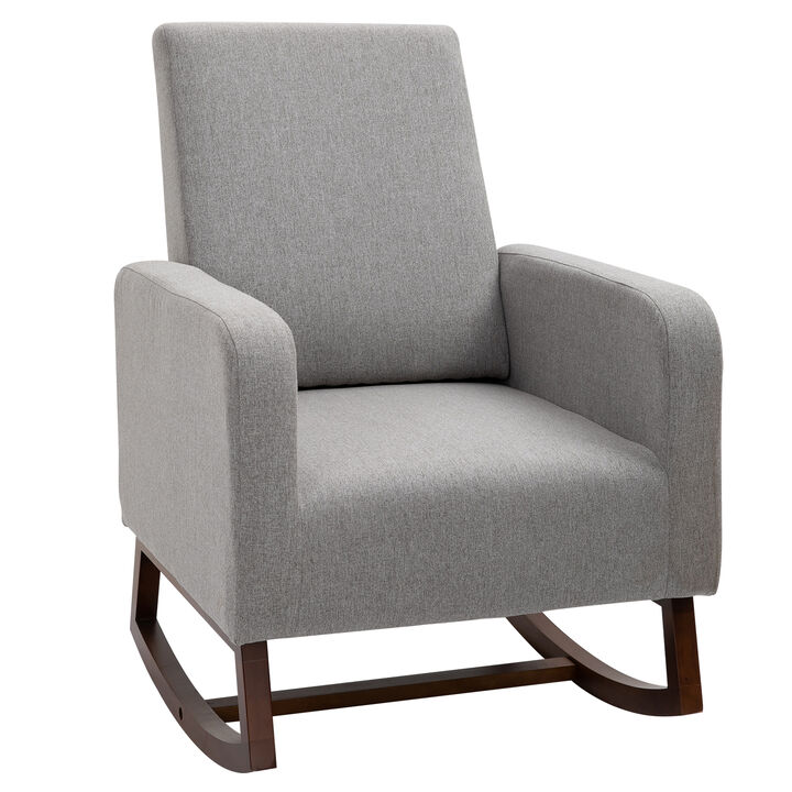 Breathable Linen Fabric Side Chair/Living Room Chair with Thick Padded Seats