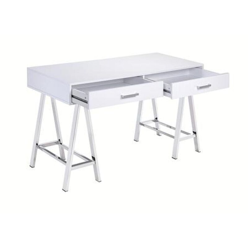 Coleen Desk in White High Gloss & Chrome 92229