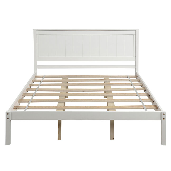 Platform Bed Frame with Headboard, Wood Slat Support, No Box Spring Needed, Queen