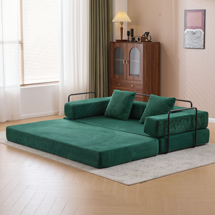 Convertible Floor Couch with Pillow Back, Armrest and Compression Sofa Design
