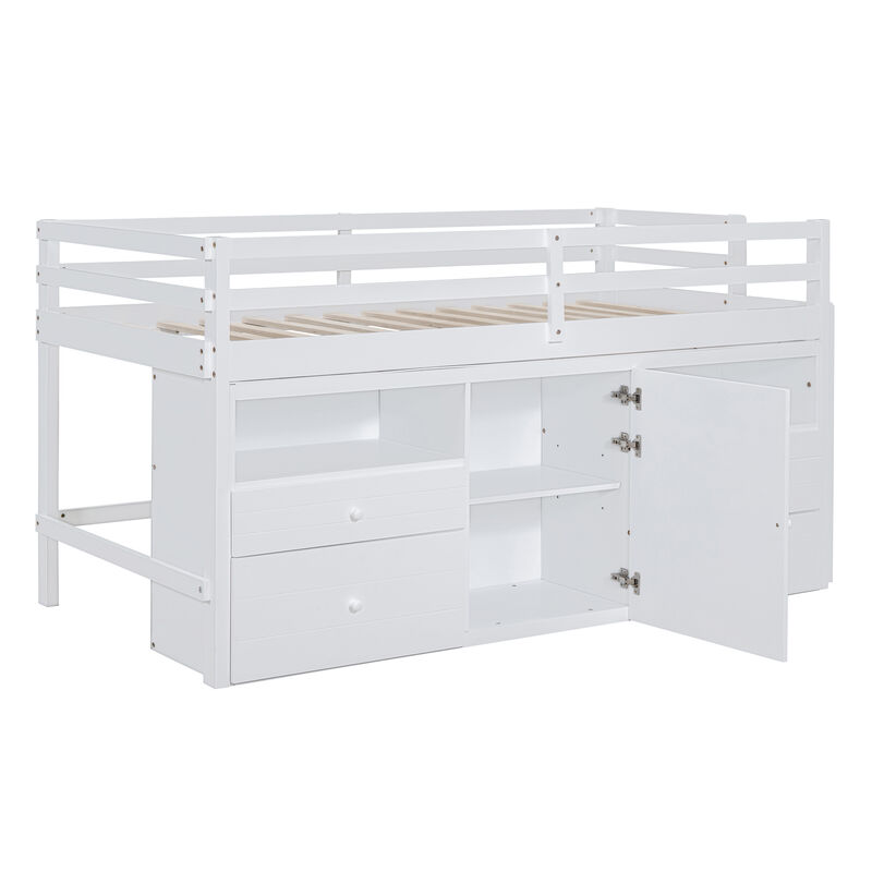 Merax Loft Bed with 4 Drawers