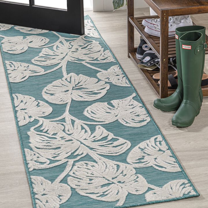 Tobago High-Low Two Tone Monstera Leaf Area Rug