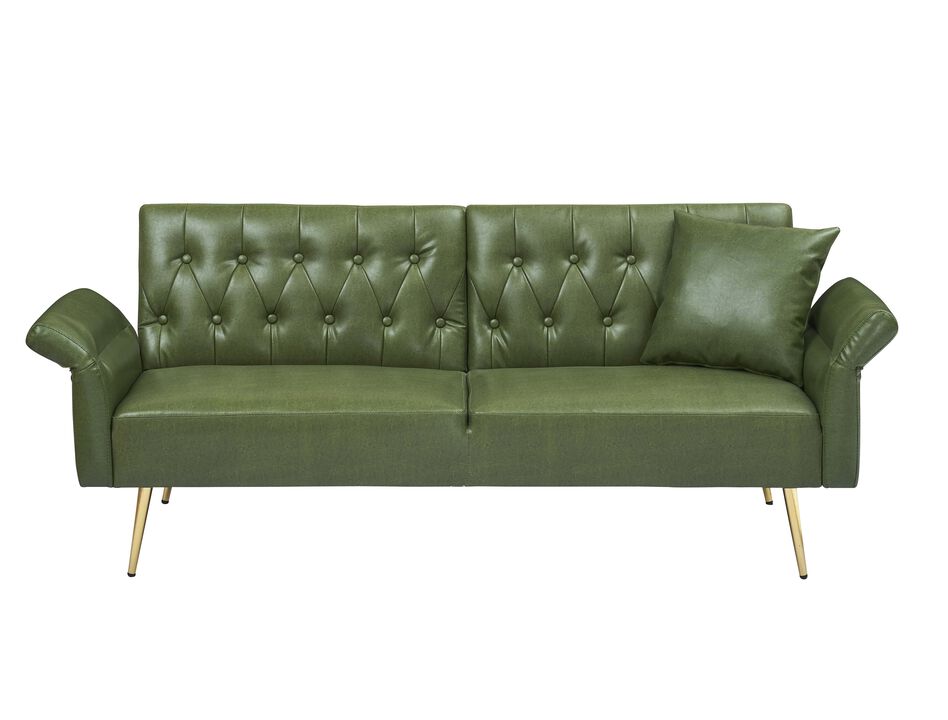 Merax Faux Leather Sleeper Sofa with Adjustment Armrests