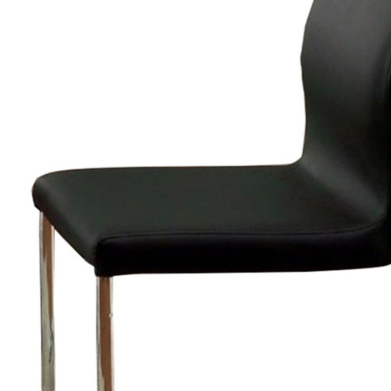 Lodia I Contemporary Side Chair With Black Pu, Set of 2-Benzara
