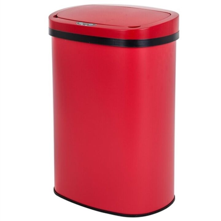 Hivvago Red 13 Gallon Stainless Steel Motion Sensor Trash Can