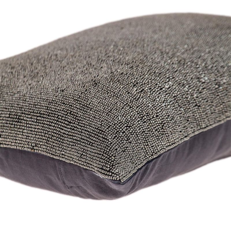 Homezia Shimmering Gray Beaded Luxury Throw Pillow