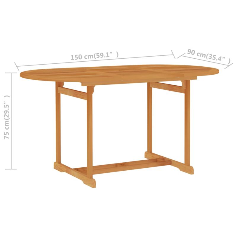 vidaXL Garden Table 59.1"x35.4"x29.5" Solid Teak Wood