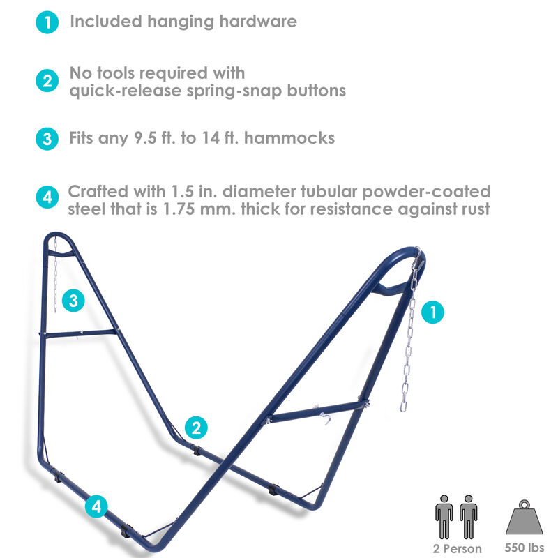 Sunnydaze Powder-Coated Steel Universal Hammock Stand - 124 in